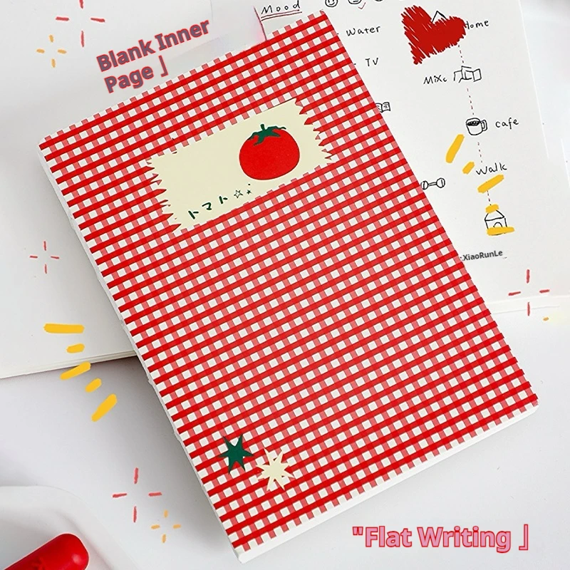 1 Korean Tomato Grid High Appearance Level Blank Notebook Minority Office Learning Ledger Diary School Supplies Planner Book 4