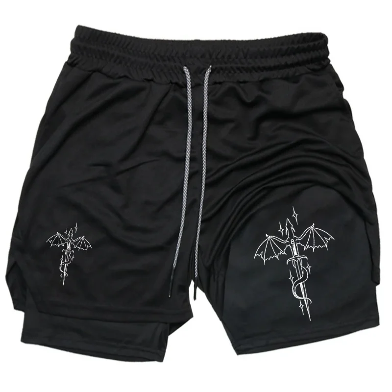 Men's 2-in-1 Shorts Training Fitness Summer Phone Pocket Workout Sportswear Quick-Dry Jogging Gym Athletic Activewear Shorts