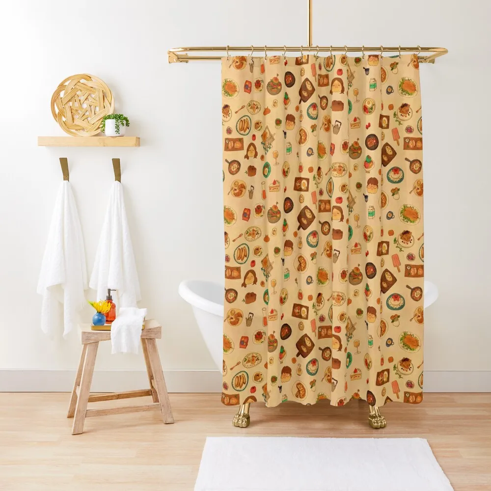 

Dishes Shower Curtain Bathroom Shower Set Elegant Bathroom Anti-Mold Waterproof Shower Curtain
