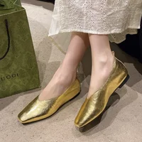 Women's Loafers Genuine Leather Luxury Shoes Sss Grade Silver Heels Gold Pumps Square Toe Elegant Mary Janes Shoes For Women 1