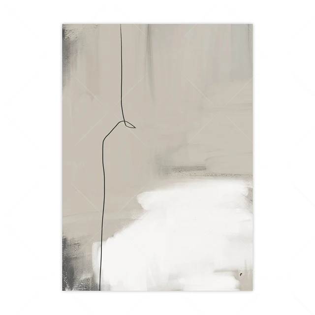Beige Black Grey Canvas Paintings Abstract Watercolor Posters and