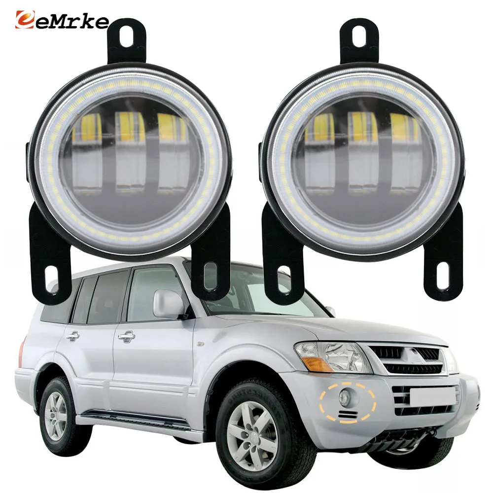 Upgrade Led Fog Light PTF Angel Eyes DRL Aperture Car Headlight for Mitsubishi Pajero Montero Shogun MK3 V73 V79 V77 2003-2006