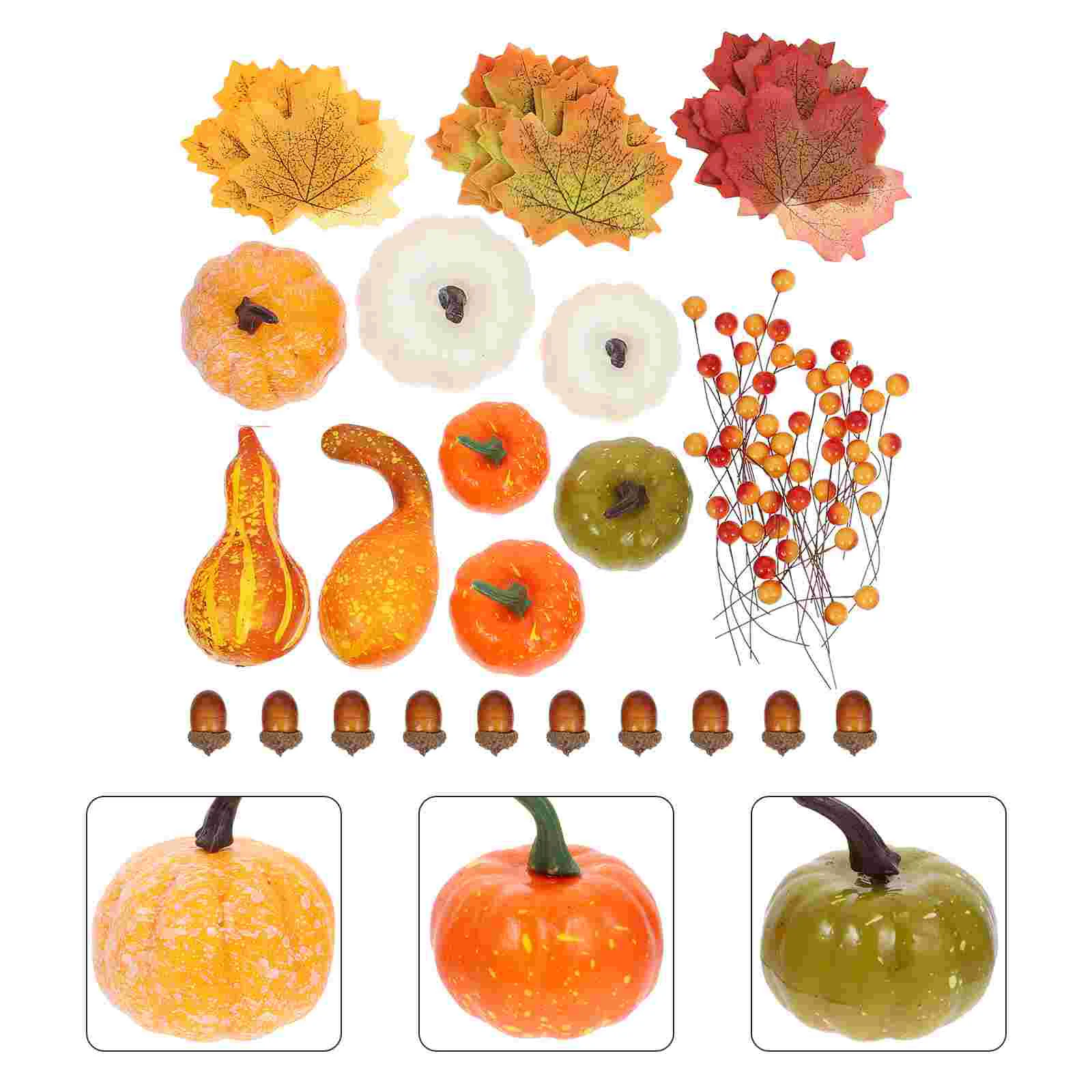 

120 Pcs Foam Pumpkin Kit Halloween Pumpkins Decoration Decorative Festival Model Props Lifelike Gourd Autumn
