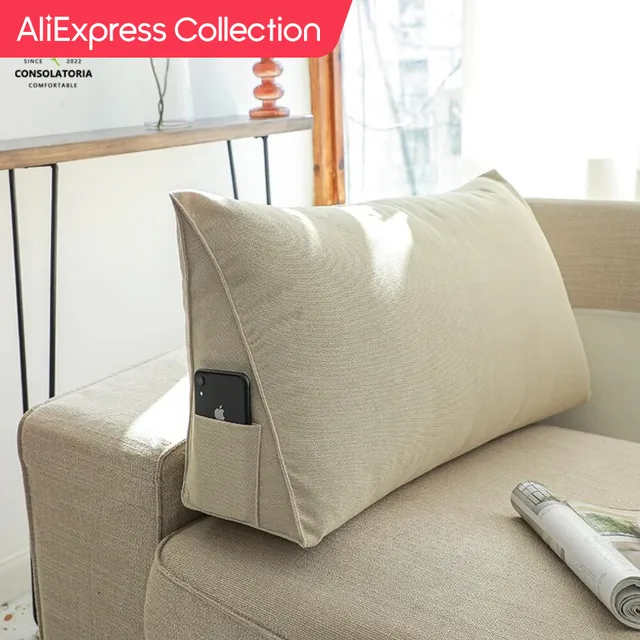 AliExpress 컬렉션 캔버스 삼각형 베개, 대형 등받이 삼각형, 부드럽고 편안한 지지대 강도, 강한 보호 허리