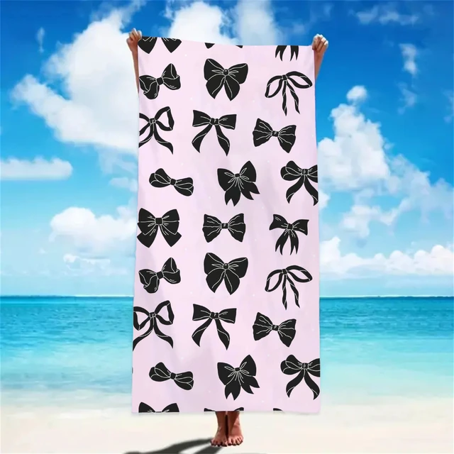 Princess Beach Towels Bow Custom Name Towel Personalized Holiday Travel Birthday Gifts For Women Adult Quick-Drying Bath Towels 2