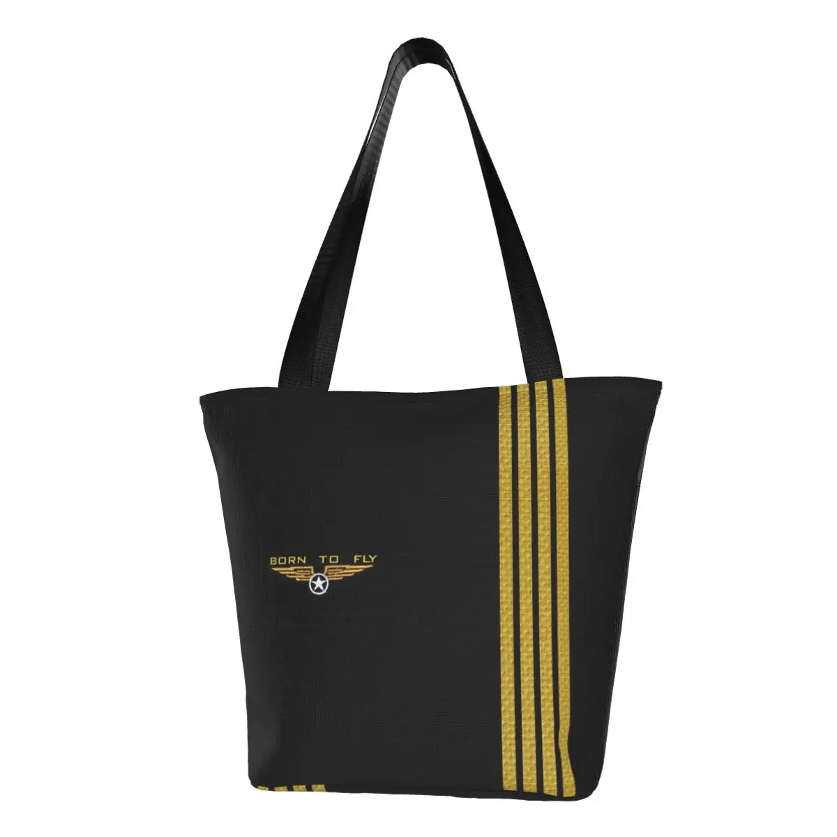 

Flight Pilot Groceries Shopping Bag Print Canvas Shopper Tote Shoulder Bags Big Capacity Flying Aviation Aviator Handbag