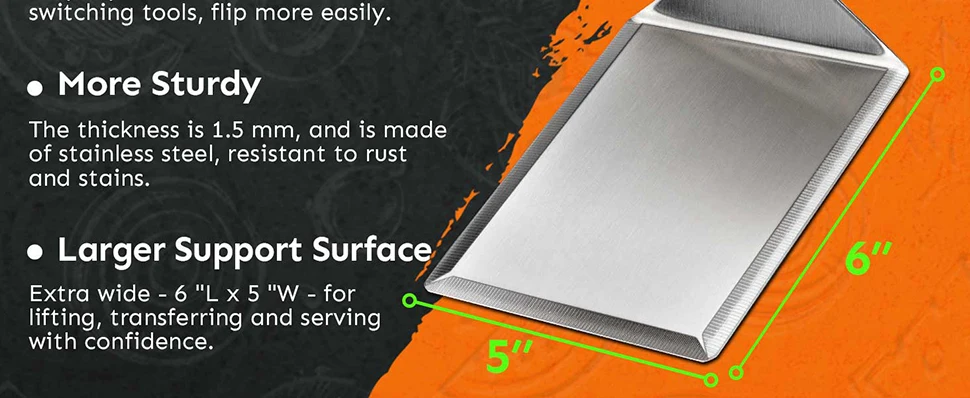 Stainless Steel Large Grill Spatula with Cutting Edges Tool for BBQ