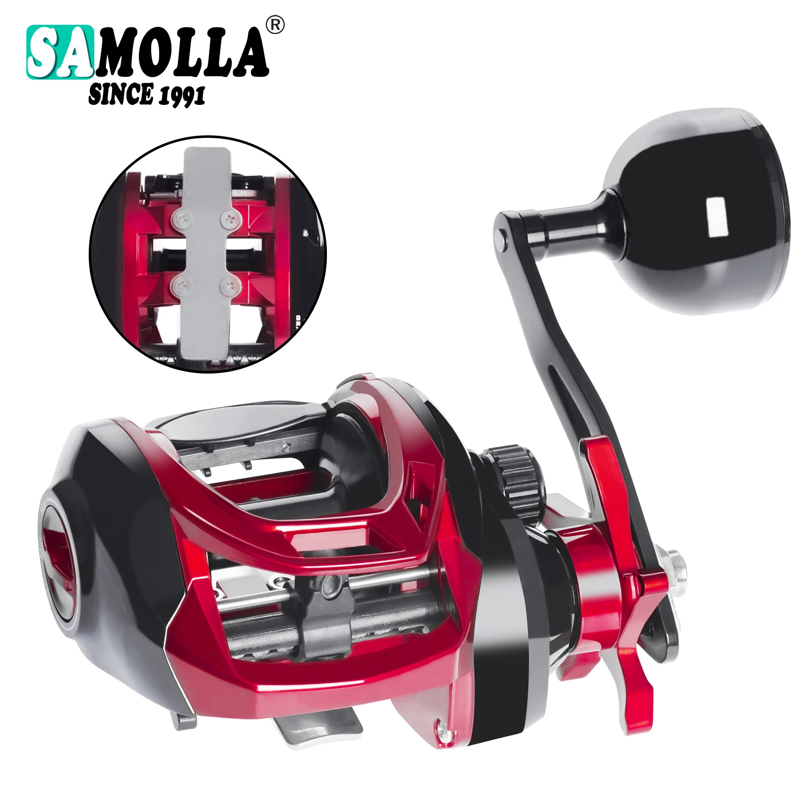 SAMOLLA New Large Sea Fishing Reel Baitcasting Saltwater Waterproof 6.3:1  15KG Drag Catfishing Trolling Metal Base