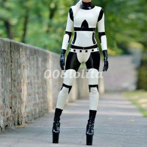 Latex Rubber Gummi Ganzanzug Racing Suit Bodysuit Catsuit Size XXS-XXL
