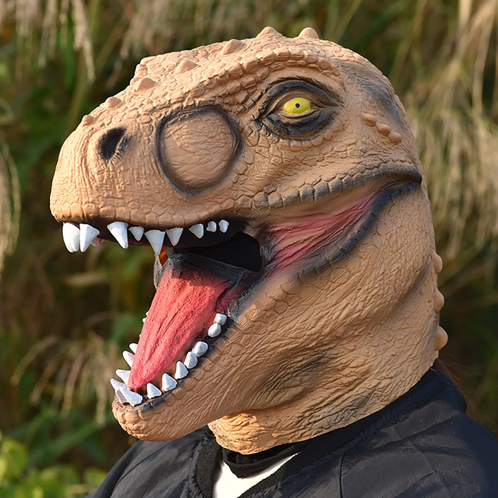 

Dragon Dinosaur Mask Open Mouth Latex Horror Dinosaur Headgear Movable Halloween Party Cosplay Costume Moving Jaw Halloween Face