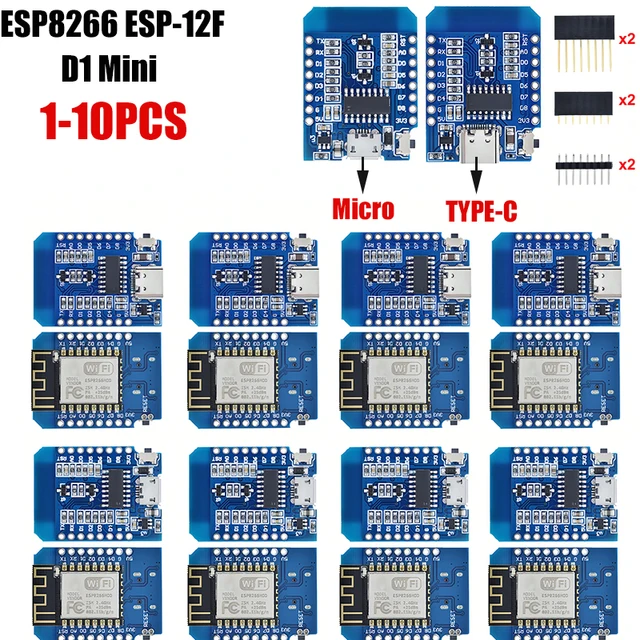 1-10 шт. WeMos D1 Mini TYPE-C/Micro USB ESP8266 ESP-12F CH340G V2 модуль WiFi D1 мини-плата разработки 3,3 В с контактами для Arduino 1