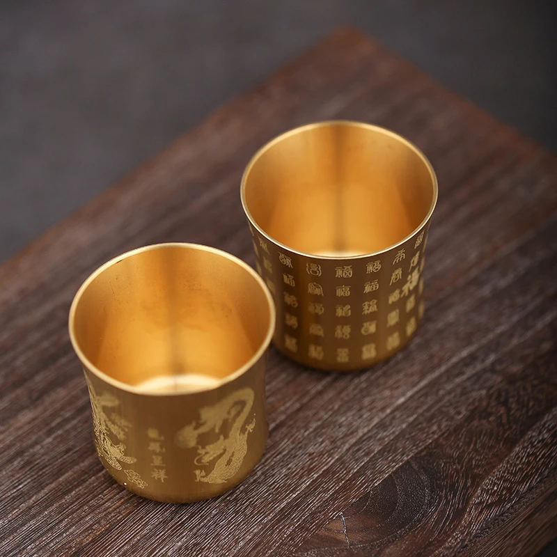 Brass Tea Cups Tea Mug Homeware China Antique Bar Drinkware Ancient Teacup for Drink Tea Coffee Tabletop Home Office Decor - 5