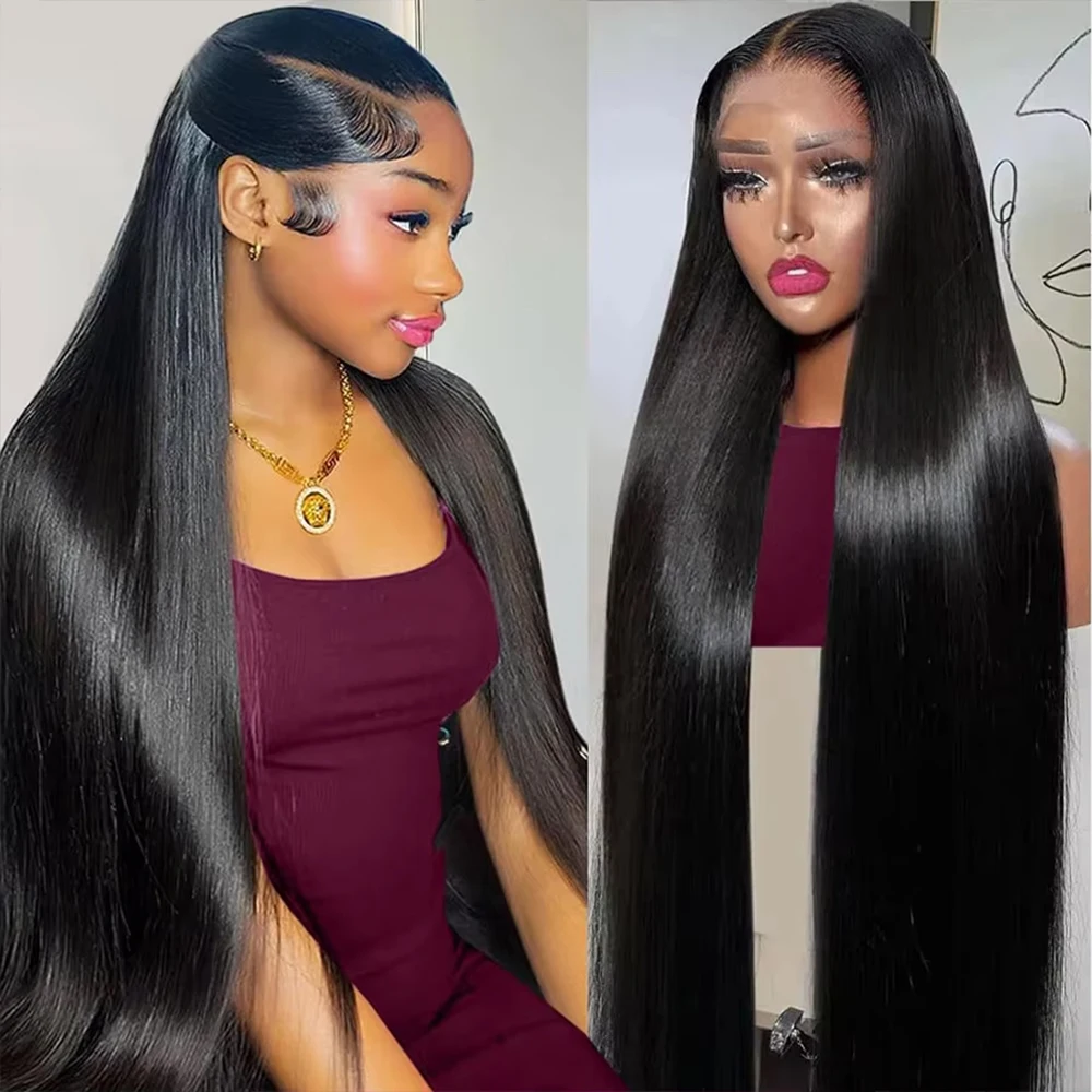 18 46 Inch 200 Density Frontal Wig For Black Women Brazilian Wigs Human Hair 5x5 Bone Straight HD Transparent Lace Front Wigs 4