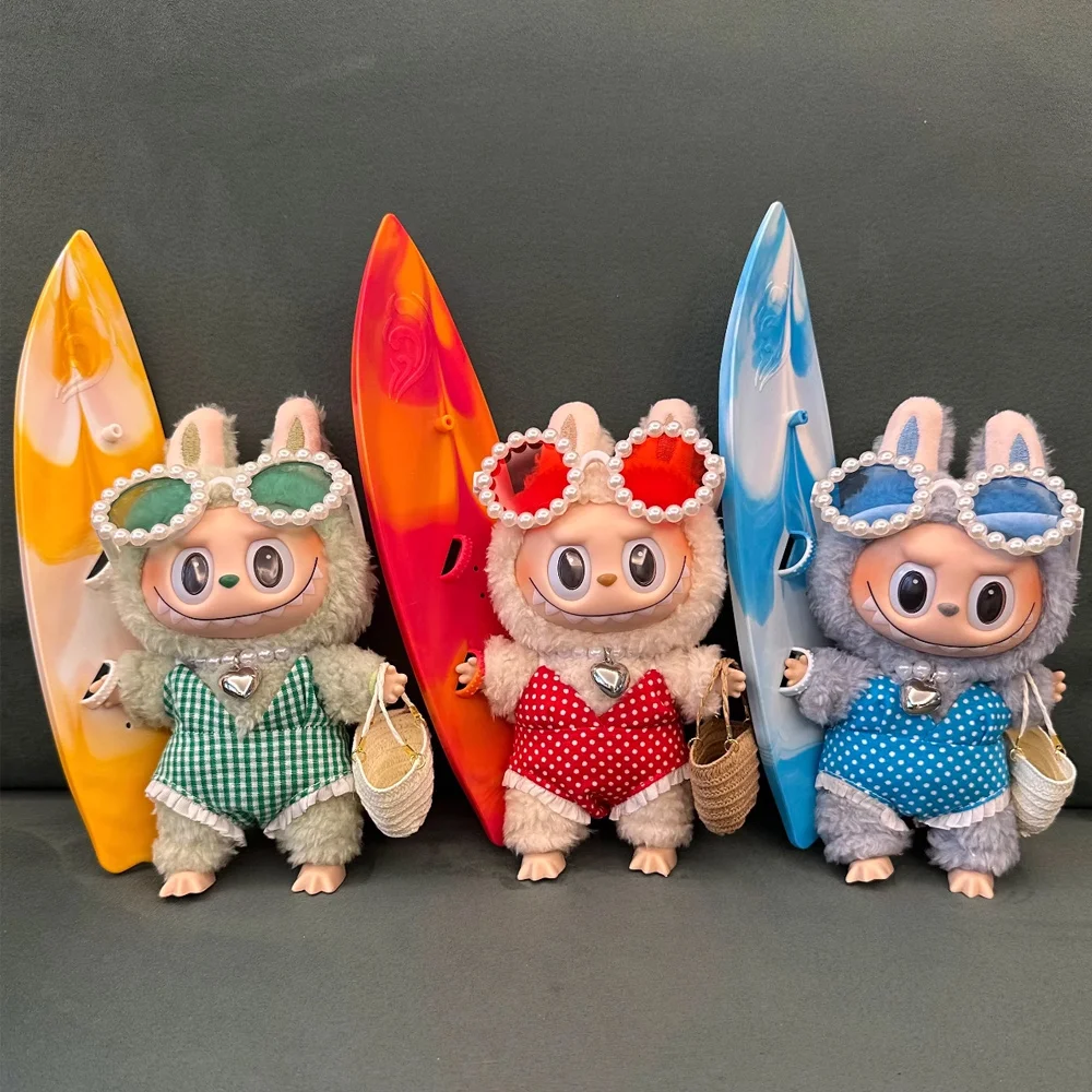 For 15/17cm Labubu Doll Summer Bikini Set Sunglasses Fashion swimsuit Swimming Accessories for 3.0 Big Into Energy Ropa Labubu 6