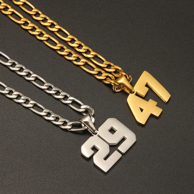 Design 0-99 Number Pendant NK Necklaces for Men Women Kids
