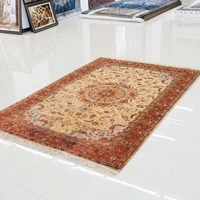 6x9ft Luxury Woolen Carpet Oriental Wholesale Persian Rug Vintage Pure Hand Woven Wool&Silk Rug for Bedroom Living Room Lounge 2