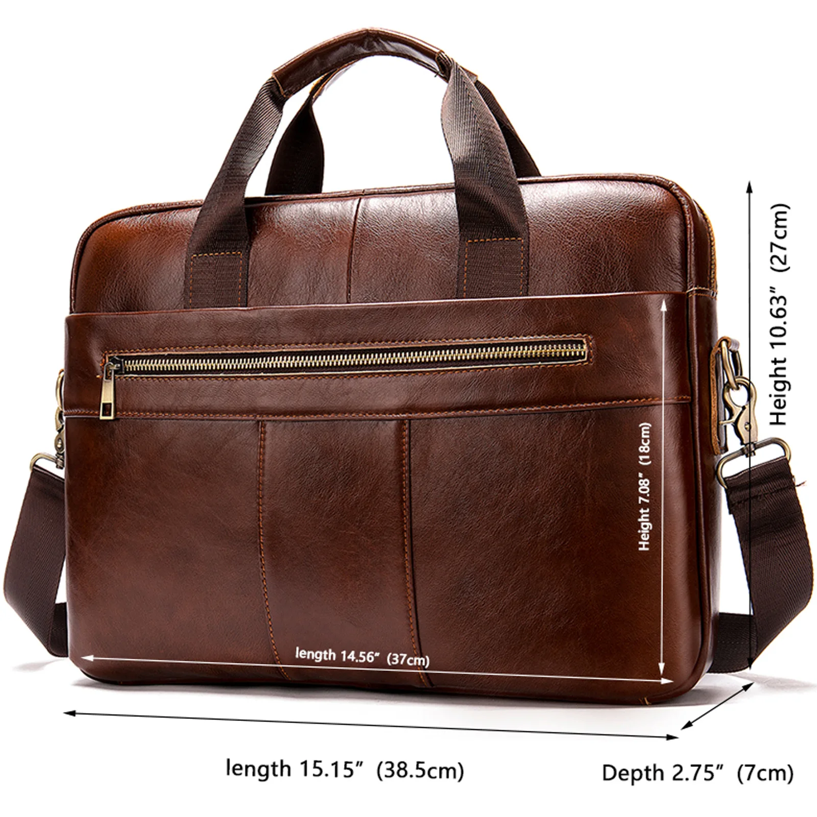 Maleta de Couro Portátil para Homens Grande Capacidade Bolsa Retro do Mensageiro Bolsa do Computador do Caderno Bolsa do Ombro do Negócio - Imagem 3