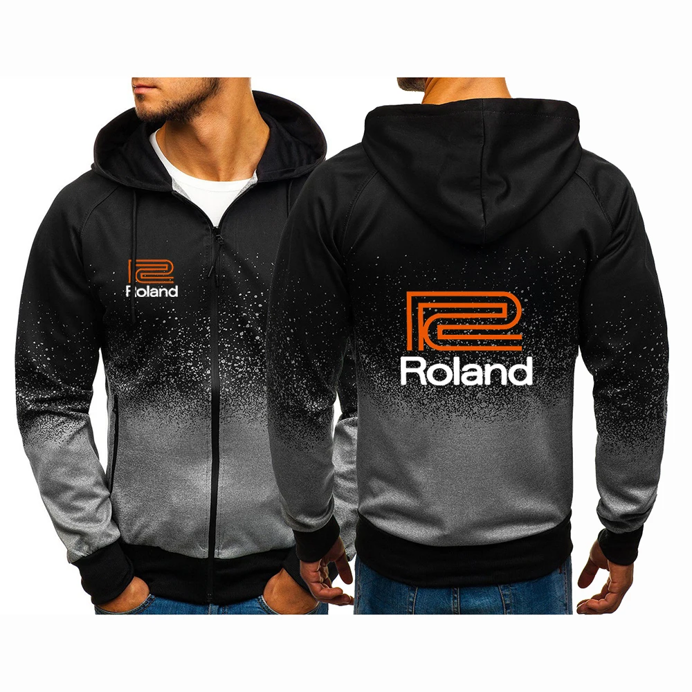Men Spring Autumn Gradient Zipper Hoodie Casual Sweatshirt