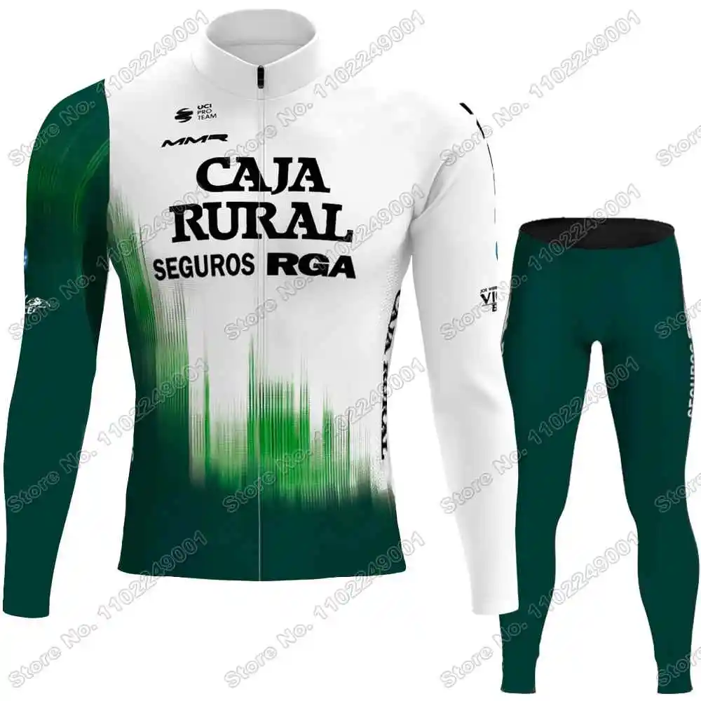 Team Caja Rural Cycling Jersey Set Autumn Winter Cycling Clothing Men Road Bike Jacket Long Sleeve Suit Bicycle Bib Tights