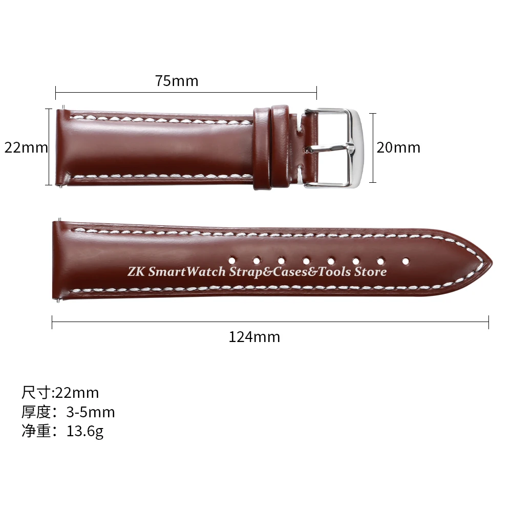 20mm 22mm Universal geöltes Leder Uhrenarmband Schnellverschluss-Armbänder Braun Schwarz Echtlederarmband für Samsung Watch 7/6/5/4 – Detail 1