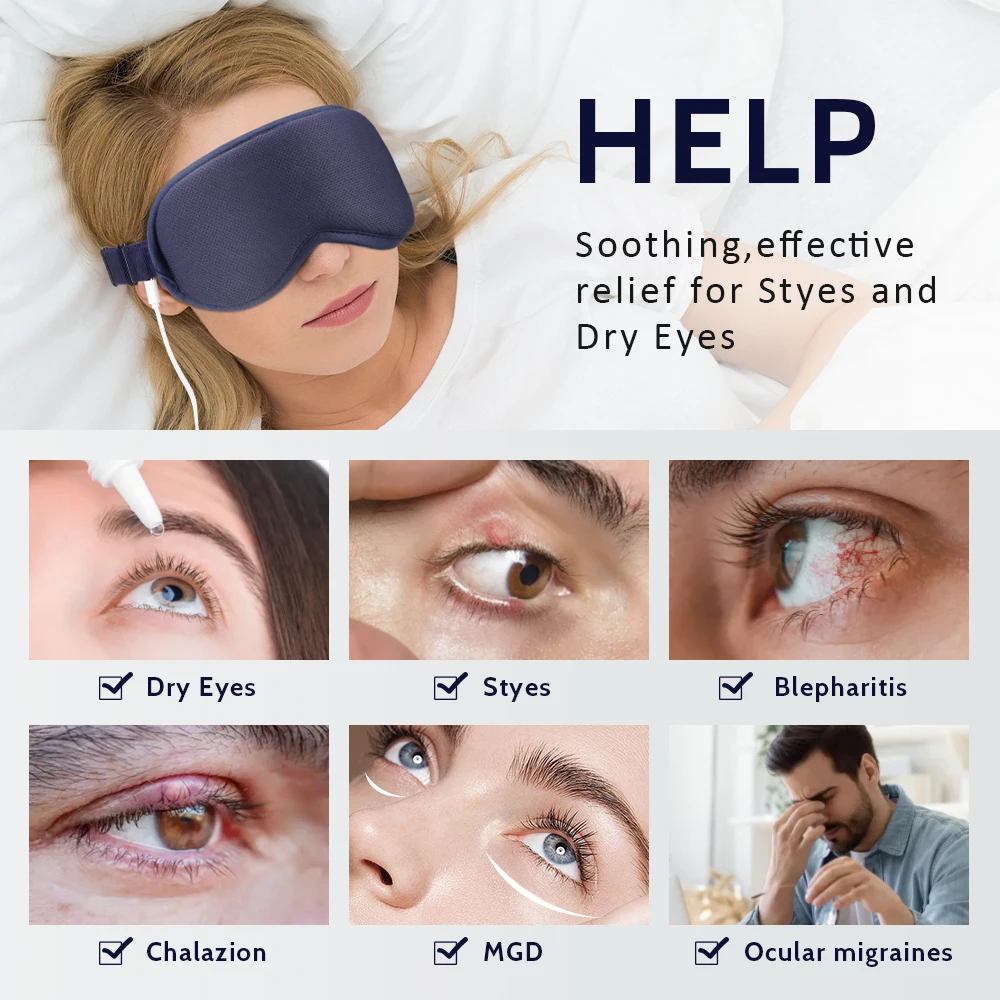 Hot Compress Massage Eye Mask Electric Heated Eye Massager for Relieve Eye Strain Dark Circles Sleeping Mask Eyeshades