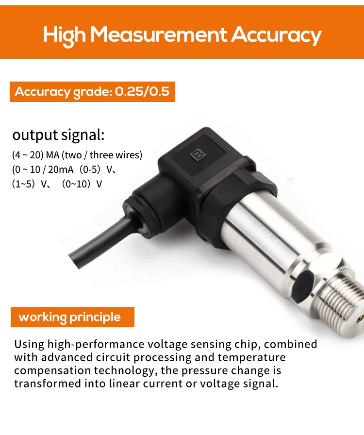 0.5% Pressure Sensor Oil Pressure Transmitter Water Air Gas Pressure Transducer