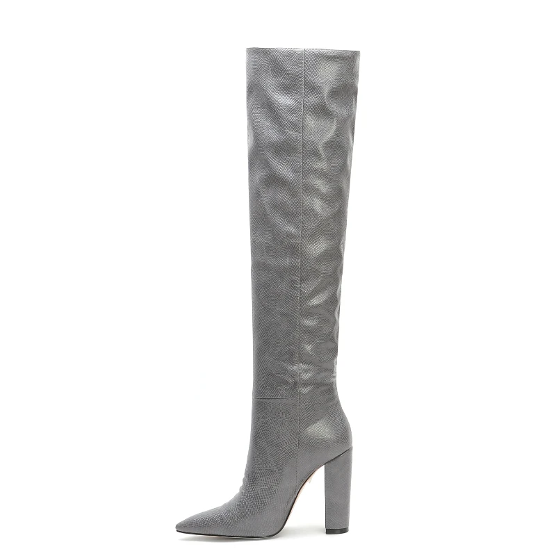 Women's knee length boots leather high 