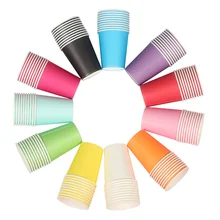 

11 Colors Colored Tableware Disposable Paper Cups Goods for The Kitchen Disposable Ice Cream Container Household Products.75z