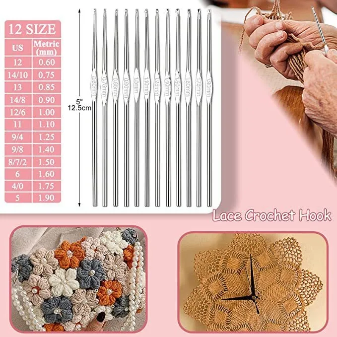 59 Piece Crochet Set, Portable Suspension Storage, Yarn Weaving, Beginner Knitting Tools