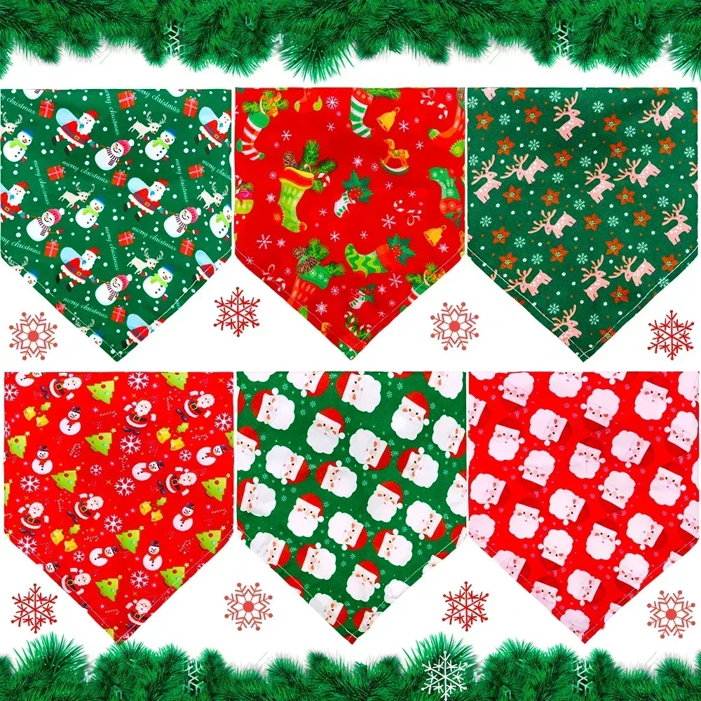 Christmas Bandana Pet Small Dog Scarf Bandanas Cotton Adjustable Personalized Puppy Cat Dog Bibs Pet Supplier Dog Accessories