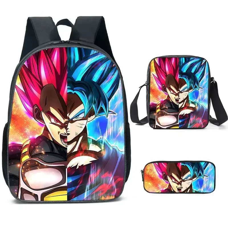 

3PC-SET New Animation Cartoon Dragon Ball Backpack Primary and Middle School Students Schoolbag Boys Girls Anime Cartoon Mochila