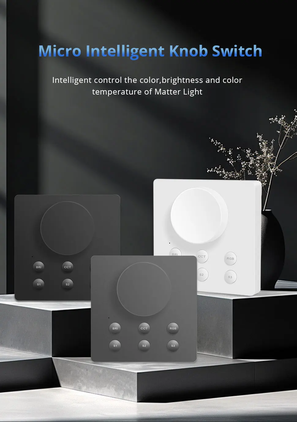 Zemismart Micro Intelligent Knob Switch Wireless Dimmer Rotary Control Matter Wi