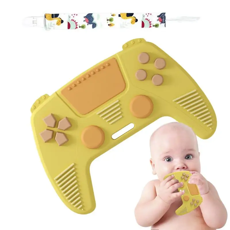 

Teething Toys Food Grade Teether Gamepad Shape With Lanyard BPA Free Sensory Exploration And Teething Relief Toy For Newborn