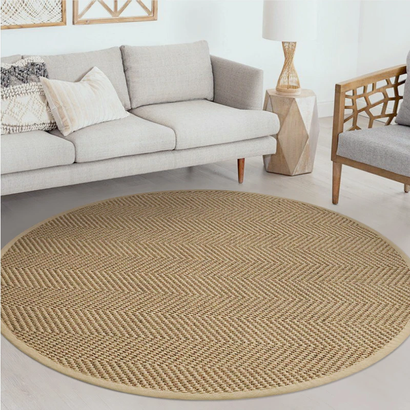 Living Room Carpet Natural Jute Hand Woven Home Decoration Bedroom Rug Wear Resistant Durable Soft Comfortable Breathable Mat