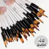 48/pack Artist Brushes, with High-quality Wooden White Handles and Nylon Bristles, Including Round, Flat, Filbert, and Angular 1