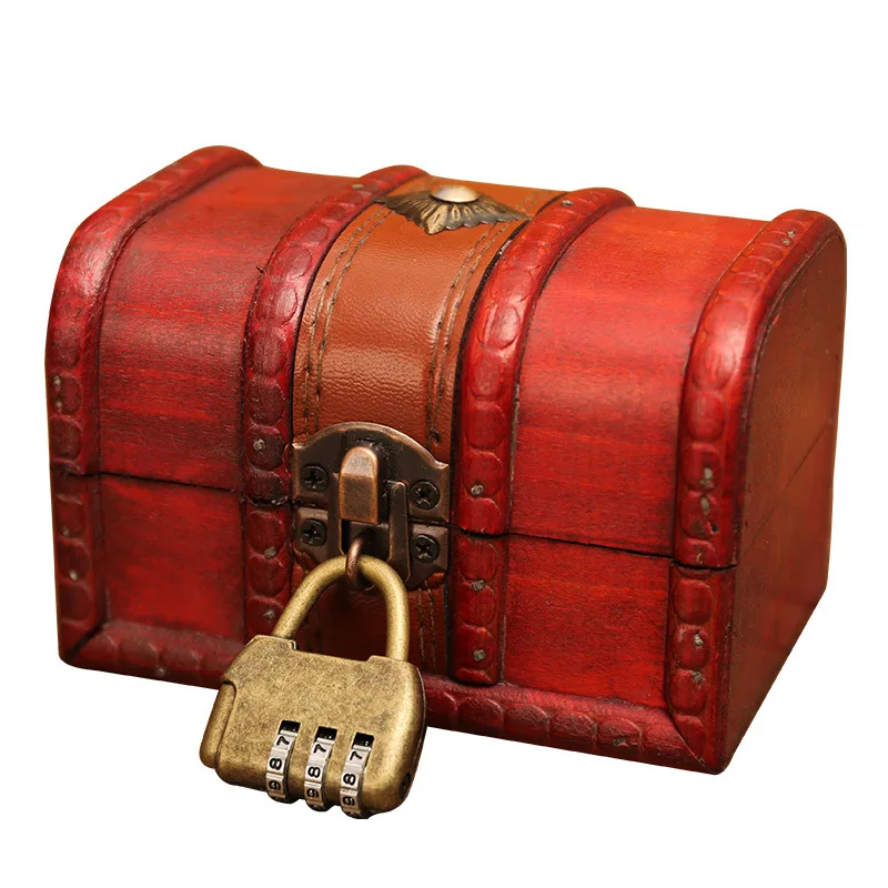 

Durable Wood Wooden Jewelry Box with Metal Lock Unique, Red Jewelry Box Handmade Vintage Design Decorative