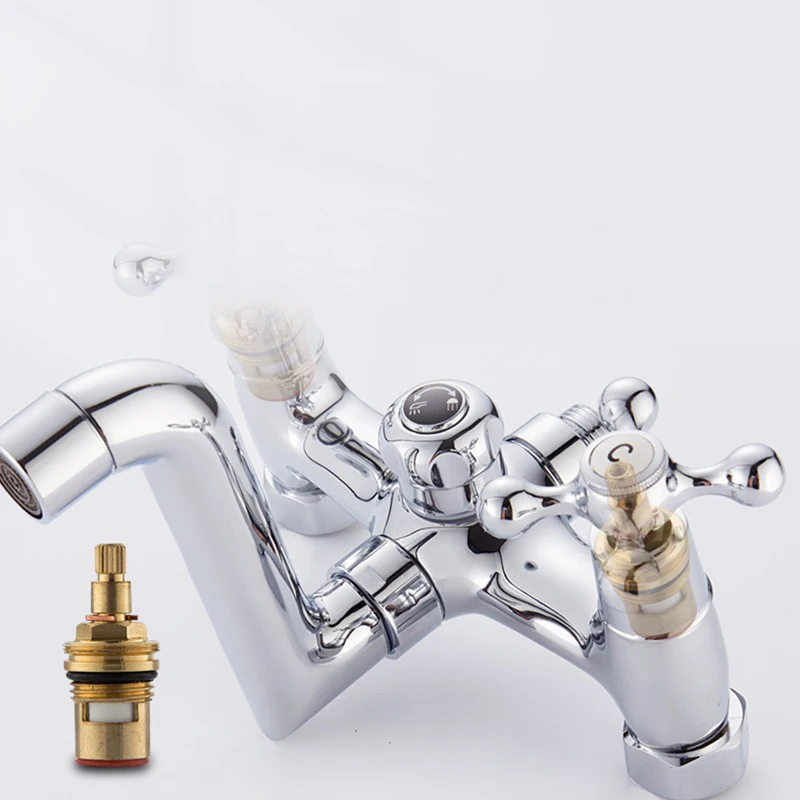 Brass Double Handle Dual Control Bathtub Faucet Hot Cold Shower Tap concealed In-wall Bathroom Triple Mixing Valve Plumbing Fit