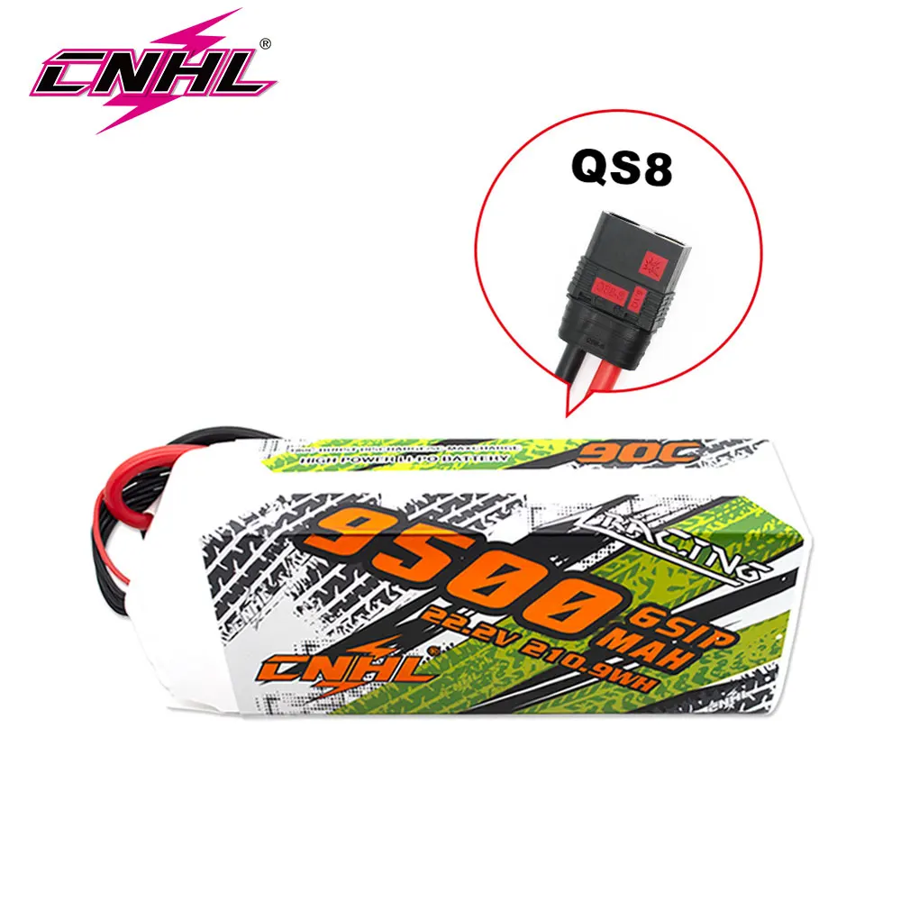 

CNHL Lipo 6S 22.2V Battery 9500mAh 90C With QS8 Plug For RC Cars Boats Drone Helicopter Airplane Jet Edf Speedrun Truck Truggy