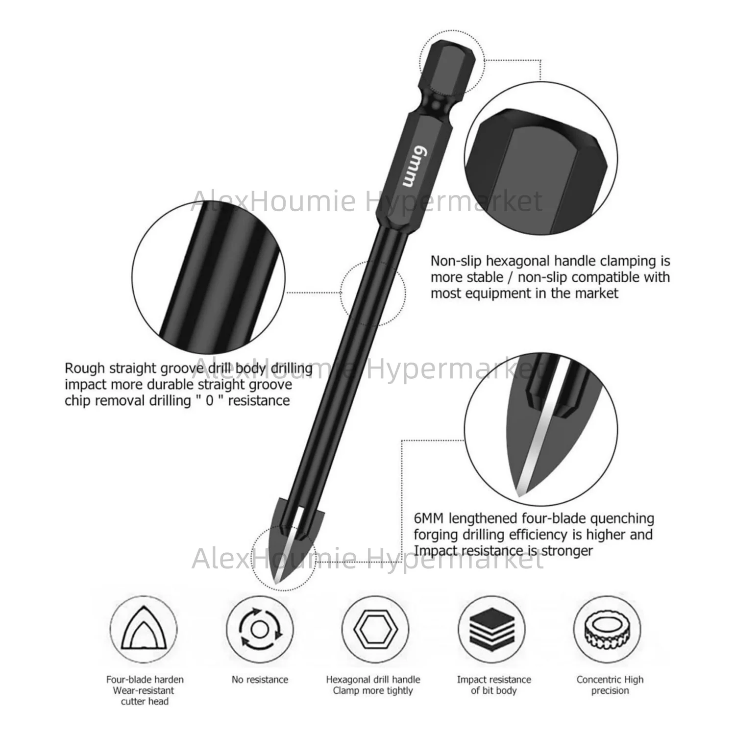 10 قطعة لقمة ثقب البلاط 3-12 مللي متر لقمة ثقب البناء مجموعة لقمة مثقاب الخرسانة سبيكة 1/4 عرافة عرقوب للزجاج مرآة السيراميك الخشب الطوب