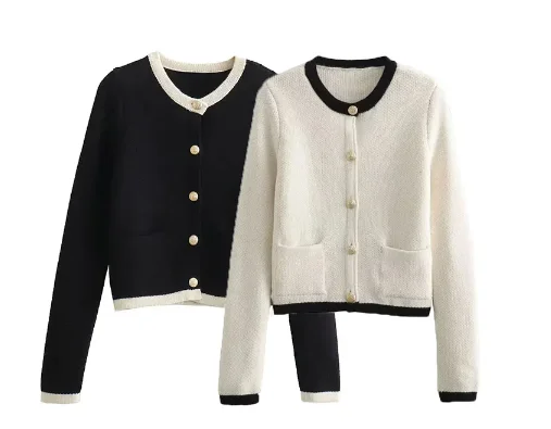 

Autumn Cropped Cardigans For Women New Single Breasted Sweater Knitted Cardigans Woman Long Sleeve Knitwear Coat