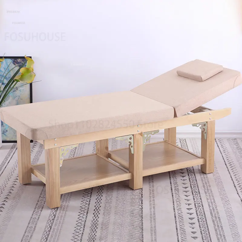 European Solid Wood Massage Tables Beauty Salon Special Multi-functional Moxibustion Therapy Bed with Hole Body Massage Beds C