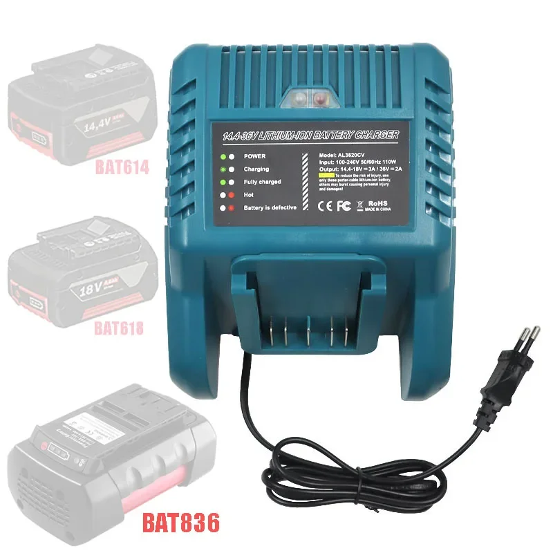 

AL3620CV Lithium Battery Charger GAL3680CV For Bosch 14.4V 18V 36V BAT609 BAT609G BAT618 BAT618G BAT614 BAT836 AL1860CV 1018K