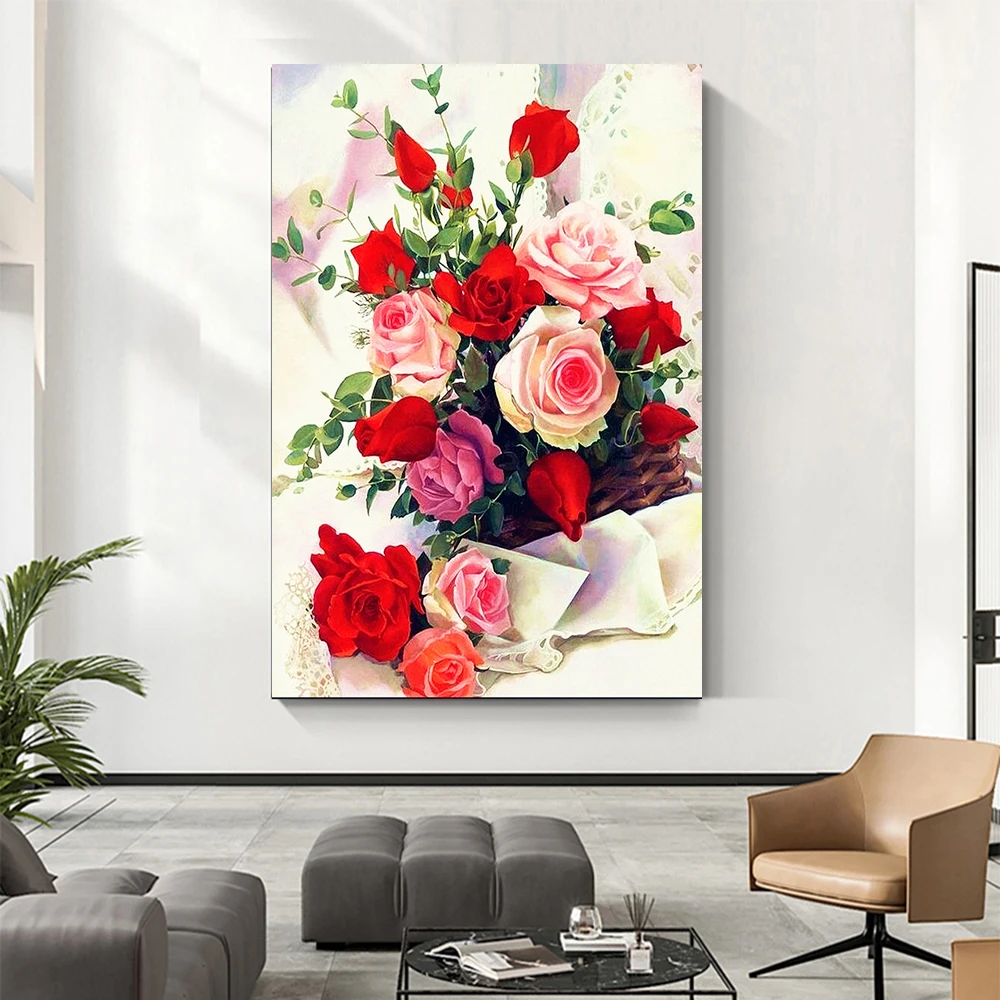 5D Diamond Painting Flower Full Diamond Tulip Rose DIY Diamond Mosaic Art Painting Cross Stitch Rhinestone Embroidery Home Decor