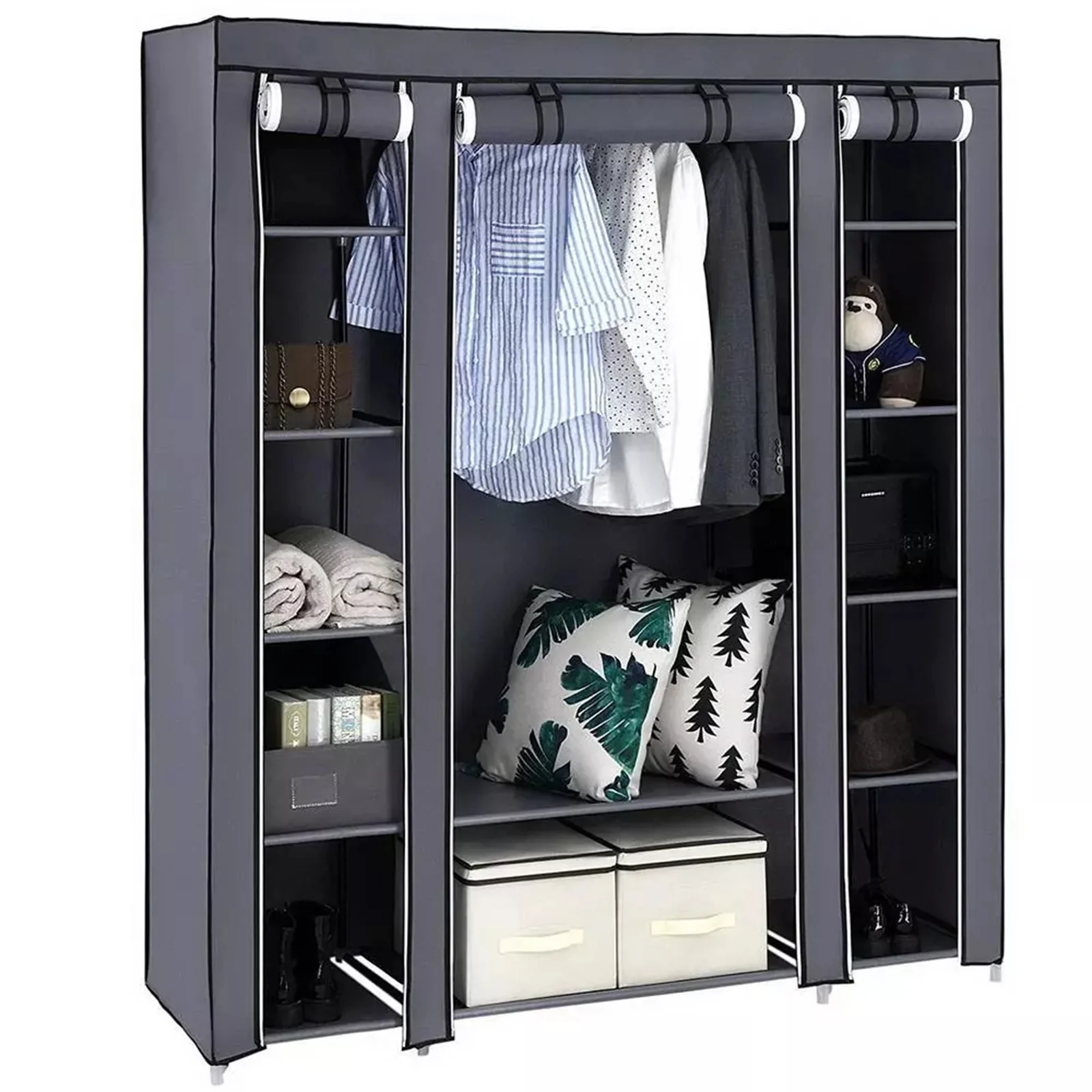 Portable Closet Wardrobe Clothes Rack Storage Organizer Shelf Water-Proof Fabric 2