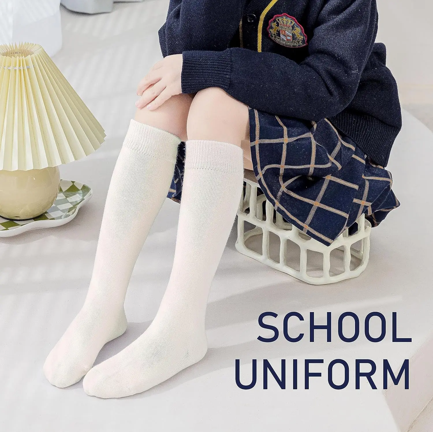 Girls Knee High Socks Kids Boys School Uniform Seamless Cotton Socks Stockings White Black Grey Socks 1