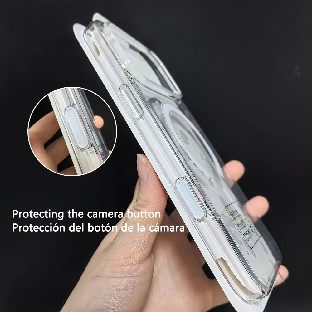 Crystal Clear Protective Case with Touch Camera Button for Wireless Charging Compatibility