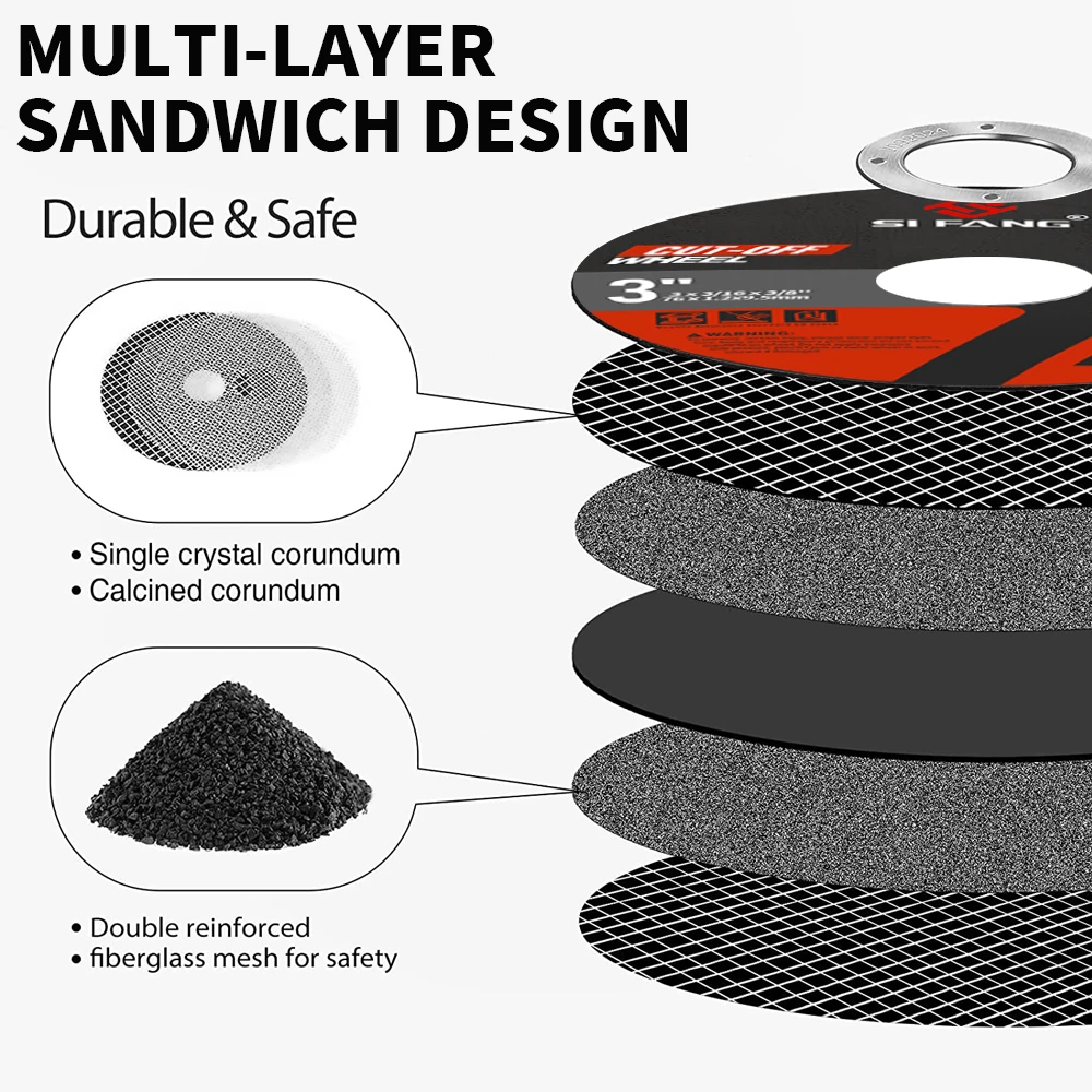 Disque à tronçonner en résine, meuleuse d'angle, fibre renforcée pour métal, acier inoxydable, 75mm, 10mm, 5-50 pièces