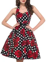Women Summer Polka Dot Vintage Dress Fashion Party Office Lady 50s 60s Rockabilly Big Swing Halter Clothes Tunic Vestidos - Image 3