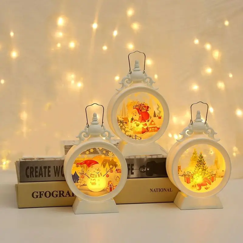 1pc Christmas Round Night Light Desktop Electronic Candlestick Light Holiday Window Decor Ornament Battery Powered (No Plug)