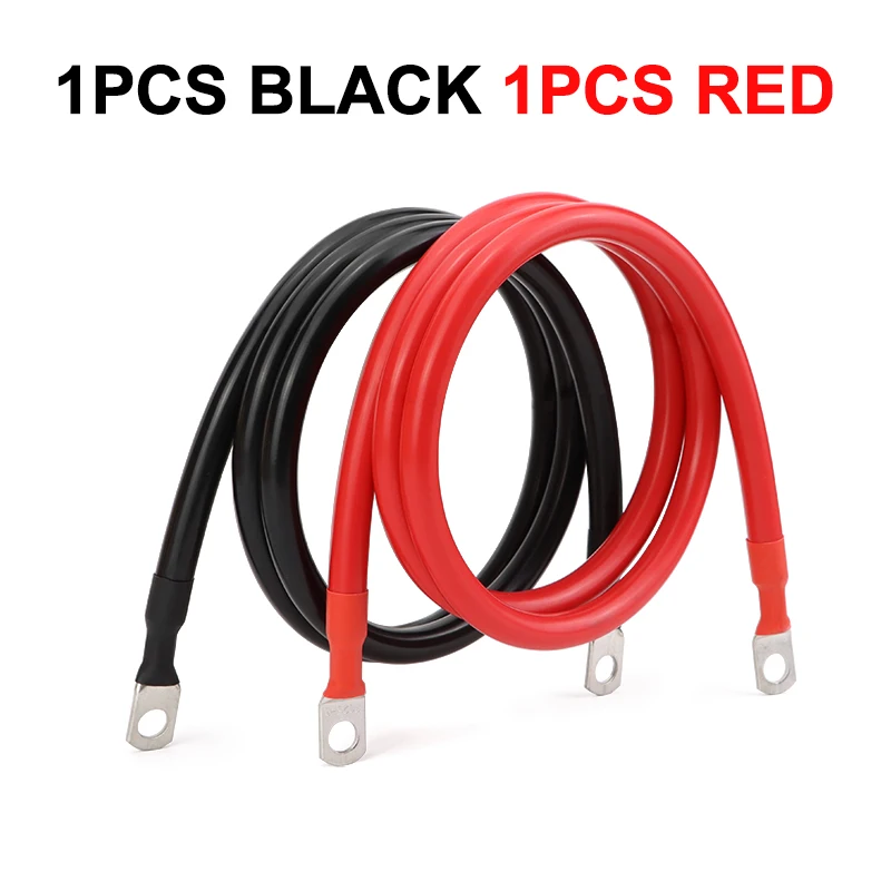 Durable Copper Battery Inverter Cable Set with Terminals - Stranded RV Cable for Solar Power Connection (Multiple Length Options)
